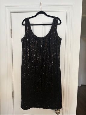 New York & Company Black Sequin Tank Mini Dress